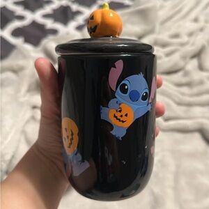 Black Ceramic Halloween Jar with Character Design